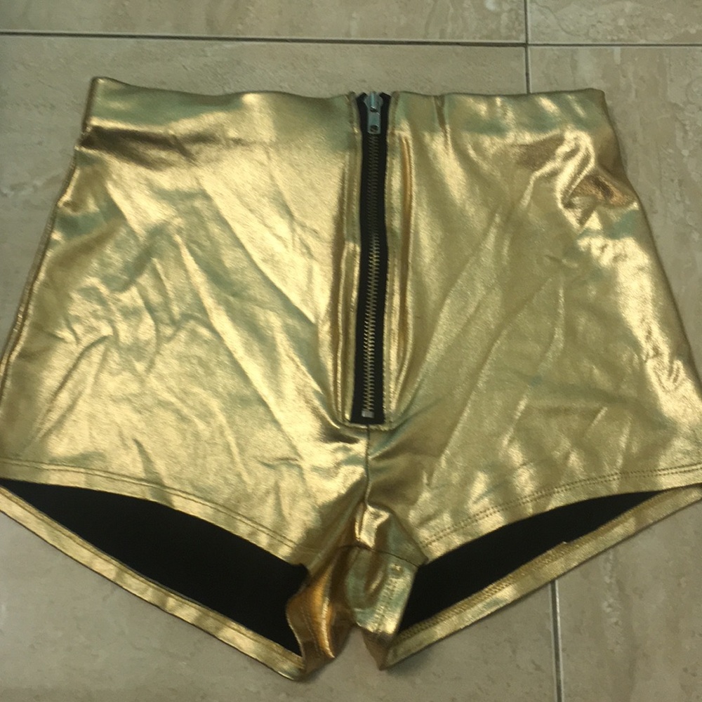Gold rave high waisted shorts